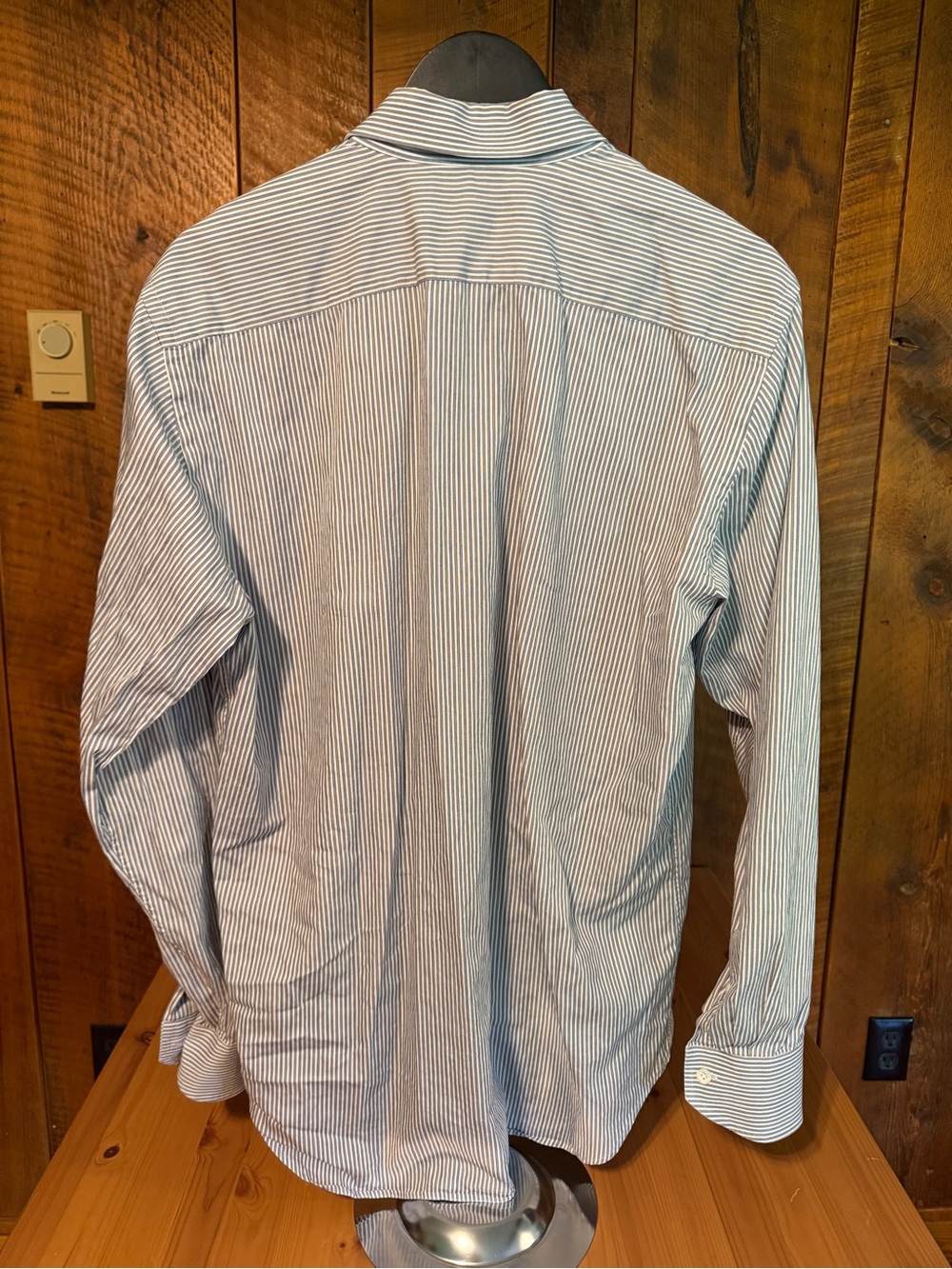 Canali Italy Stripe Dress Shirt 41 16 M L Gray White Luxury Banker Spread - Picture 5 of 7